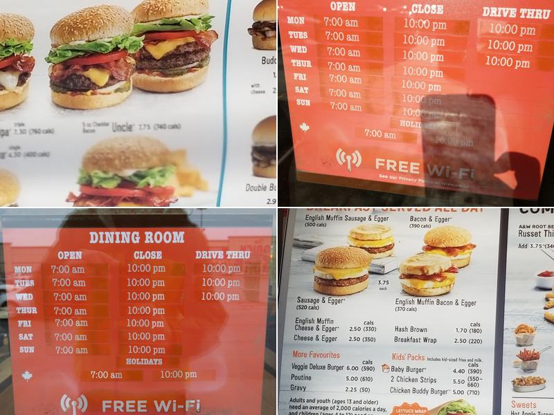 A&W Canada Menu