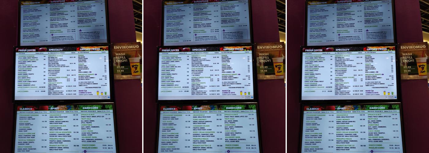Booster Juice Menu