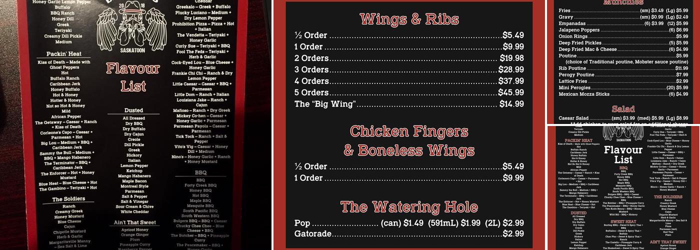 Big Wing's Menu