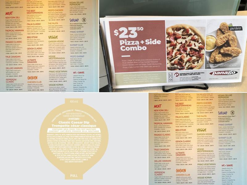 Panago Pizza Menu