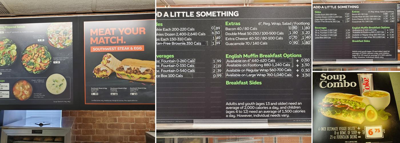 Subway Menu