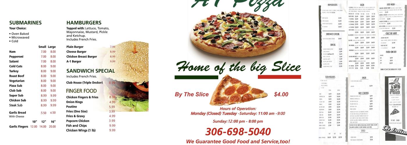 A1 Pizza Menu