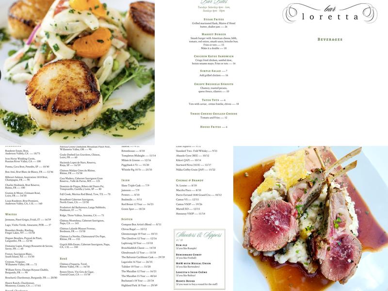 Bar Loretta Menu