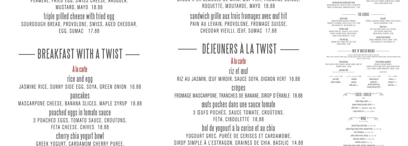 Twist By Roger Mooking Menu