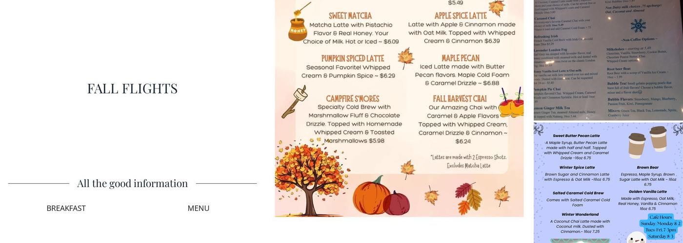 T.A.P. CAFE Menu