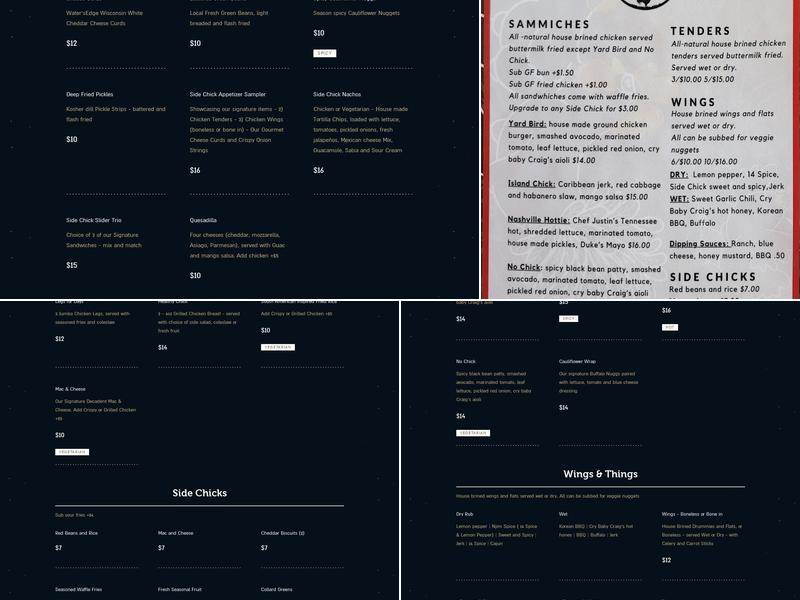 Side Chick Menu