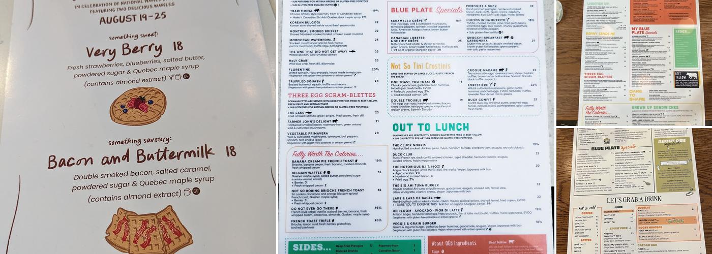 OEB Breakfast Co. Menu