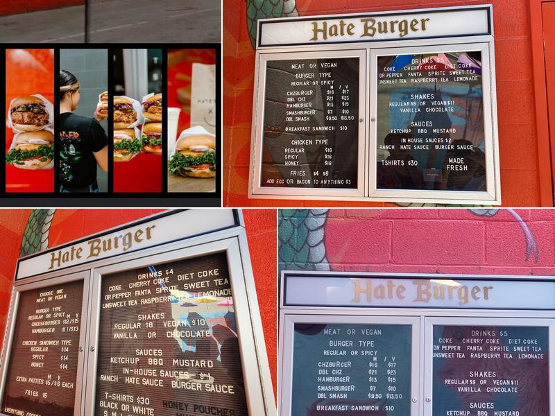 Hate Burger Menu
