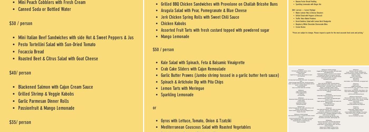 Cody's Belly Bites Menu