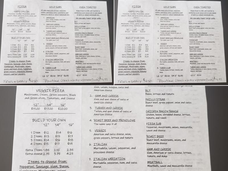 Zaf's Party Store Menu