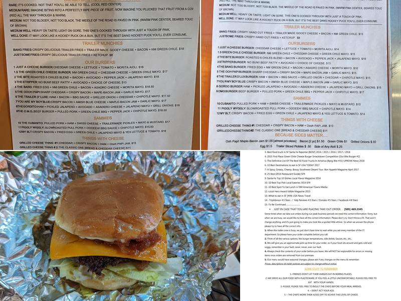 Bang Bite Filling Station Menu