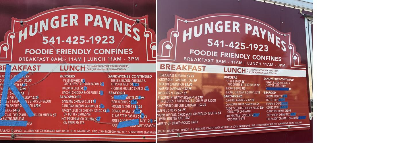 Hunger Paynes Menu