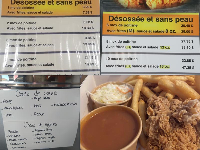 Poulet Frit Maniaque Menu