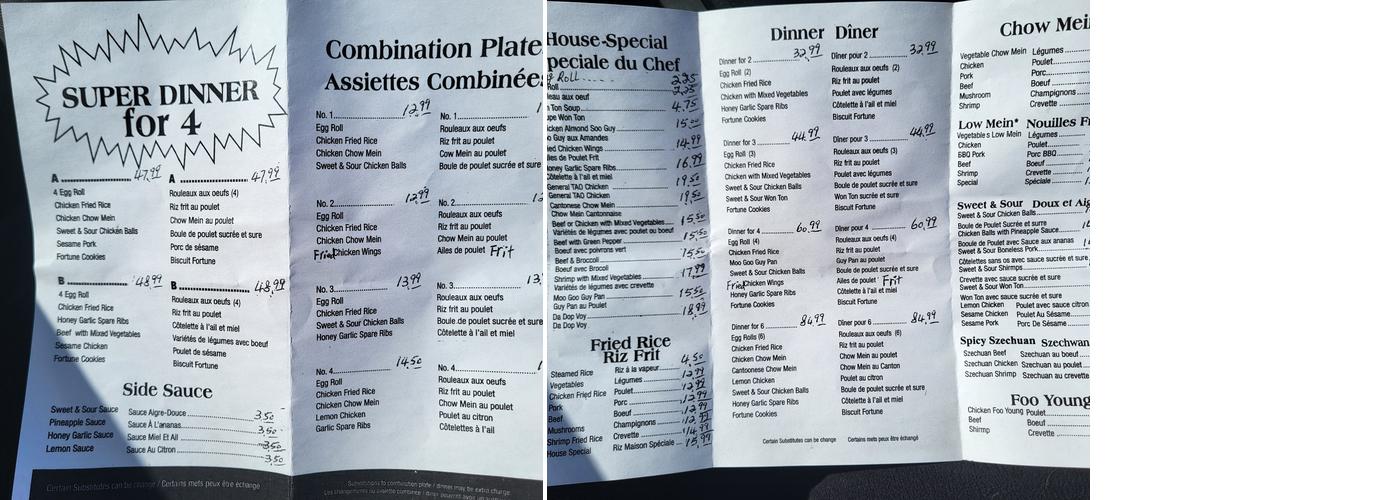 Buffet King Menu