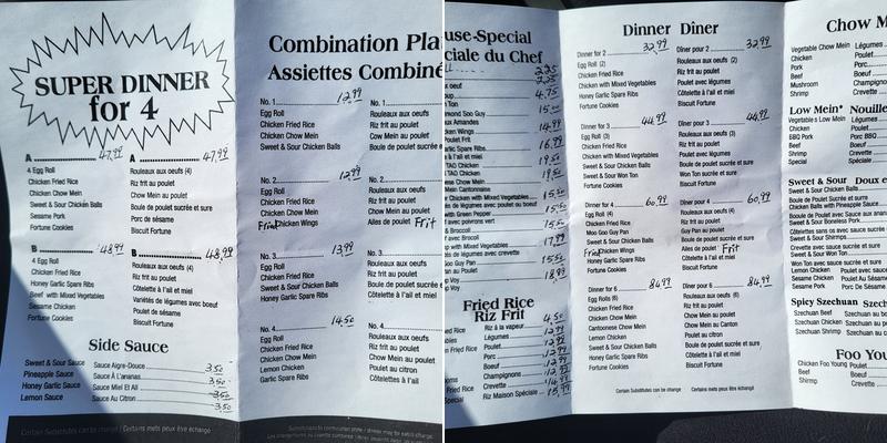 Buffet King Menu