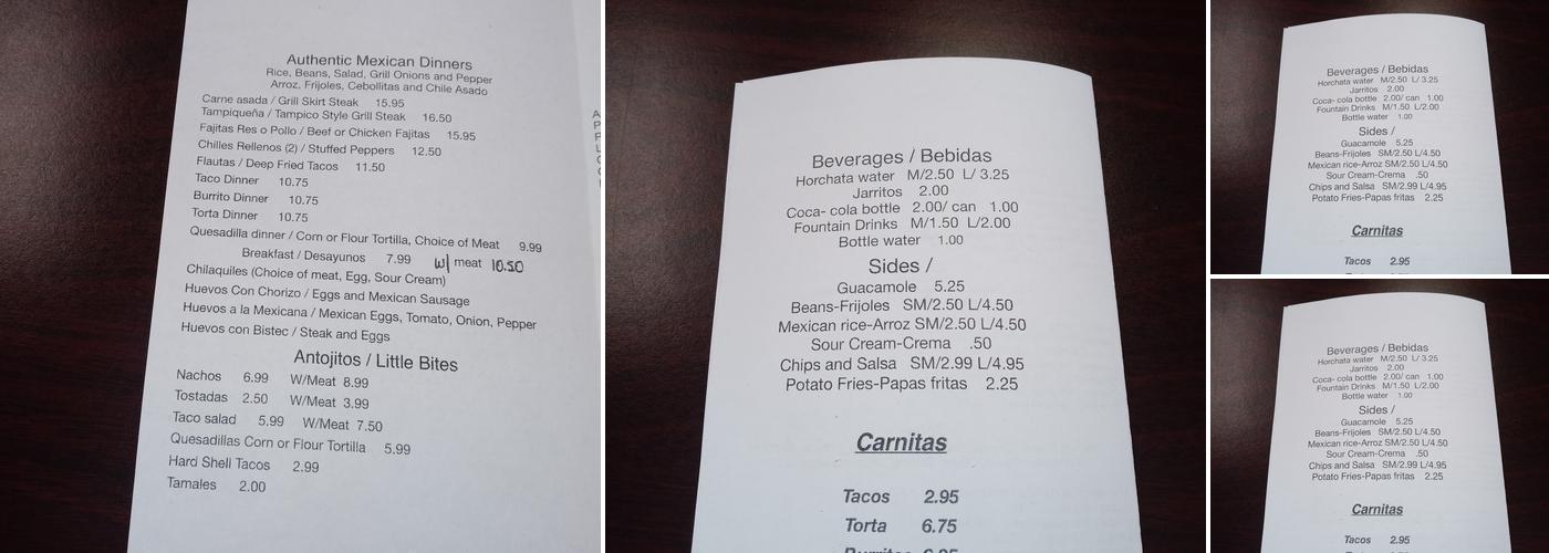 FUEGO TACO Menu