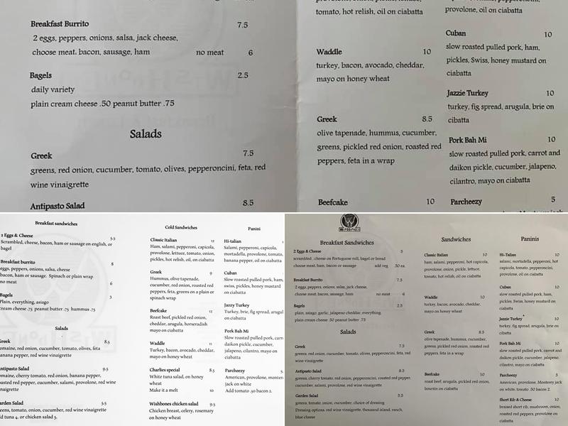 Wishbones Menu