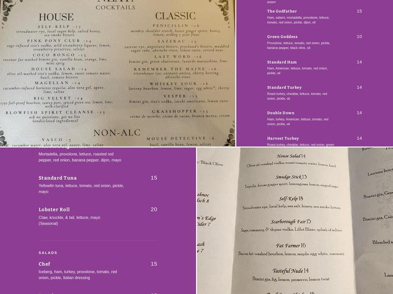 Marcel's Submarine Shop Menu