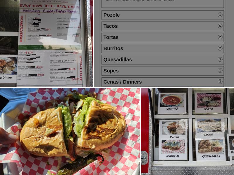 Tacos El Paisa Menu