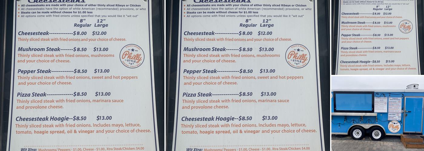 Philly Style Bend Menu