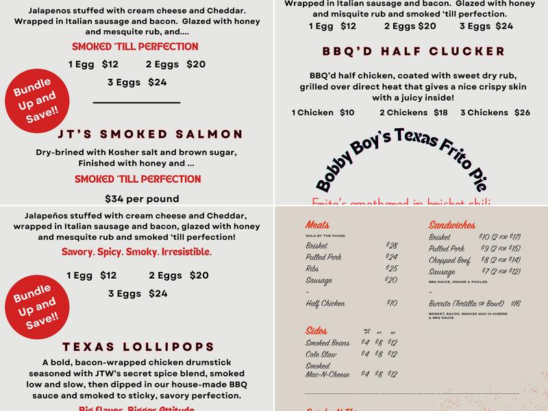 JT Wilder BBQ Menu