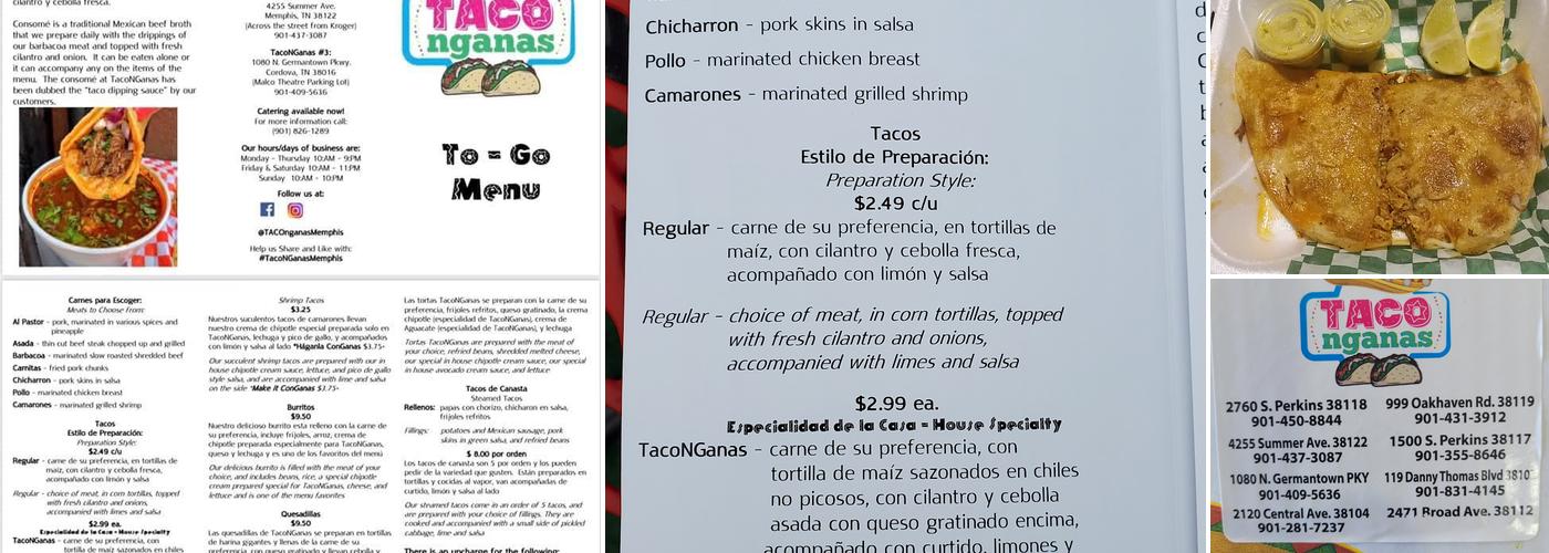 TACO-N-GANAS Menu