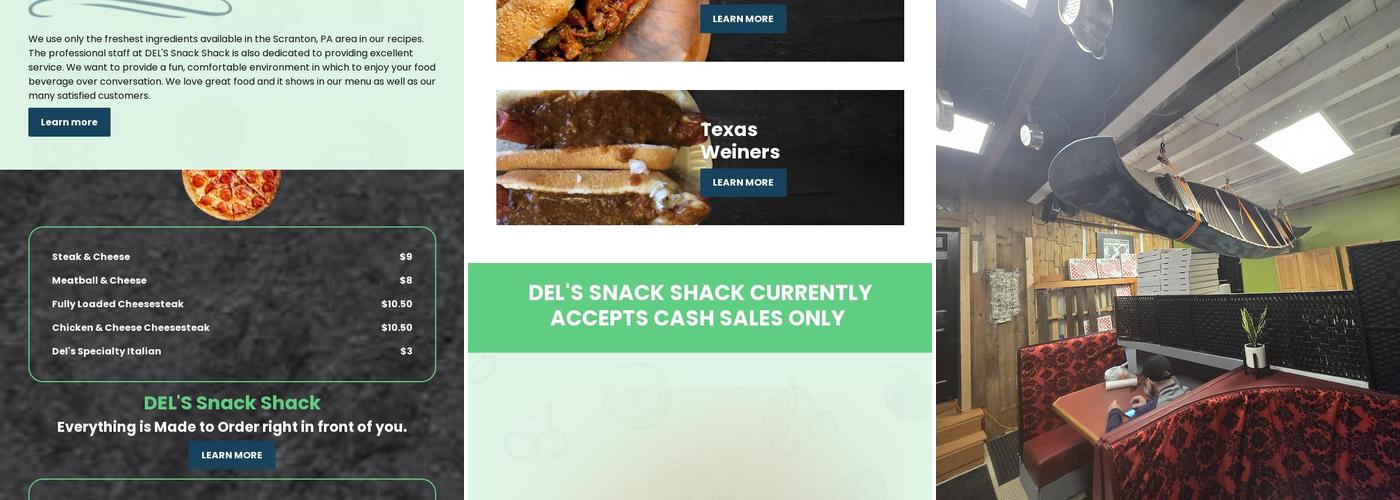 Dels snack shack LLC Menu