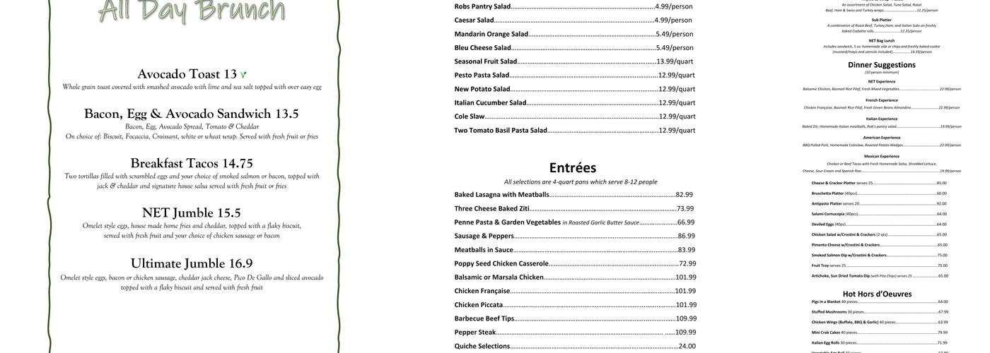 Never Enough Thyme Halcyon Menu