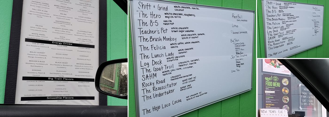 Shift & Grind Coffee Menu