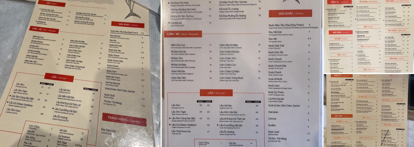 Lẩu Tôm 5 Ri Menu