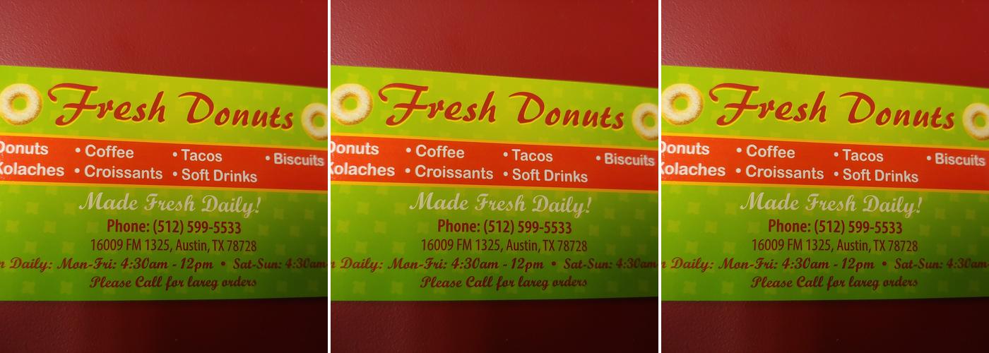 Fresh Donuts Menu
