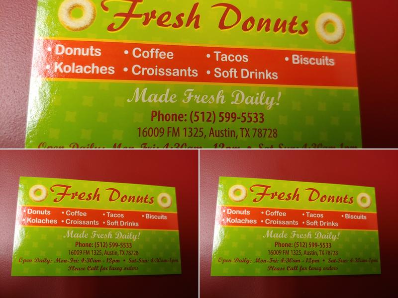 Fresh Donuts Menu