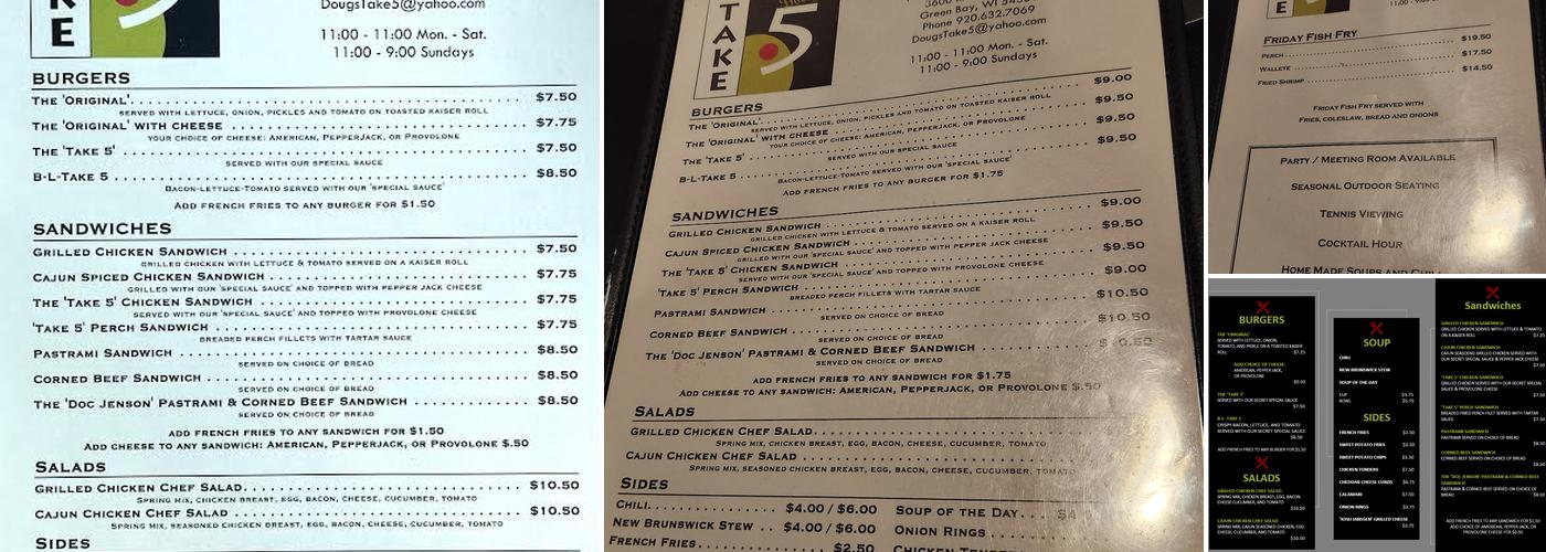 Doug's Take 5 Restaurant at Four Seasons Menu