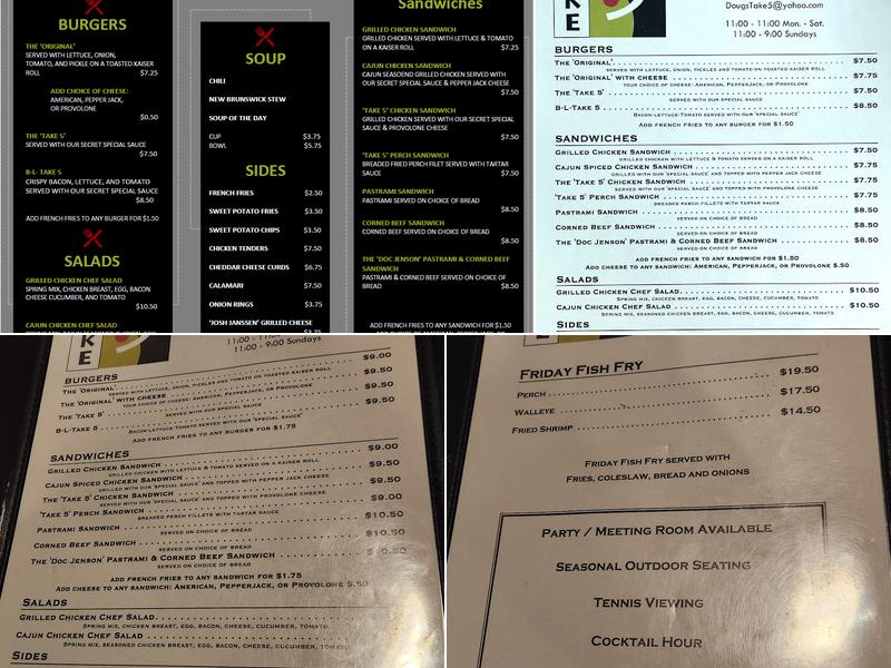 Doug's Take 5 Restaurant at Four Seasons Menu