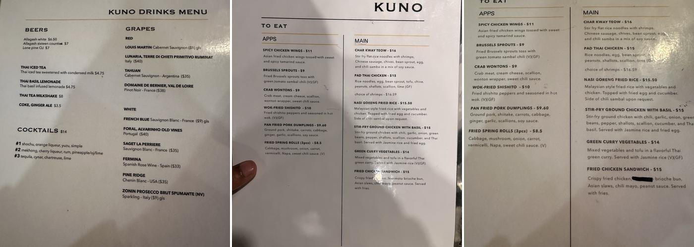 Kuno Menu