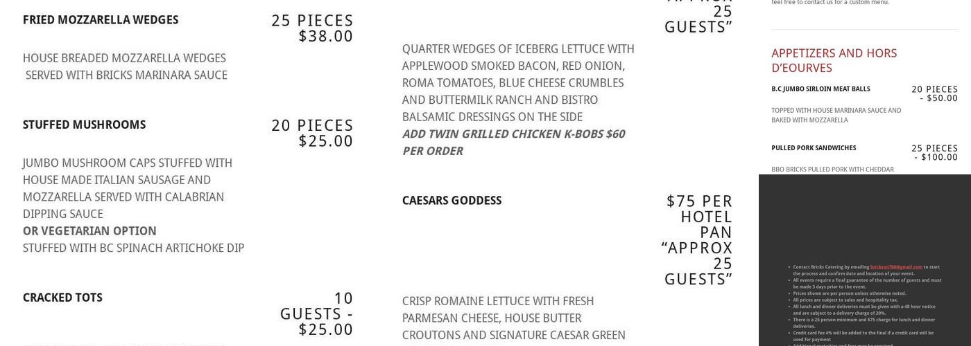 Bricks Corner Menu