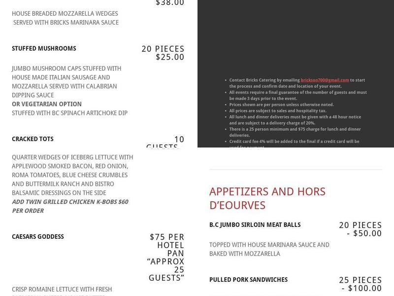 Bricks Corner Menu