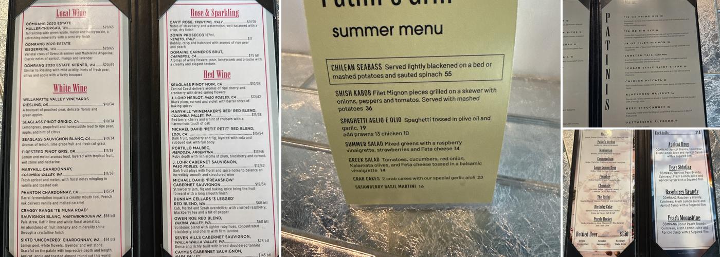 Patini's Grill Menu