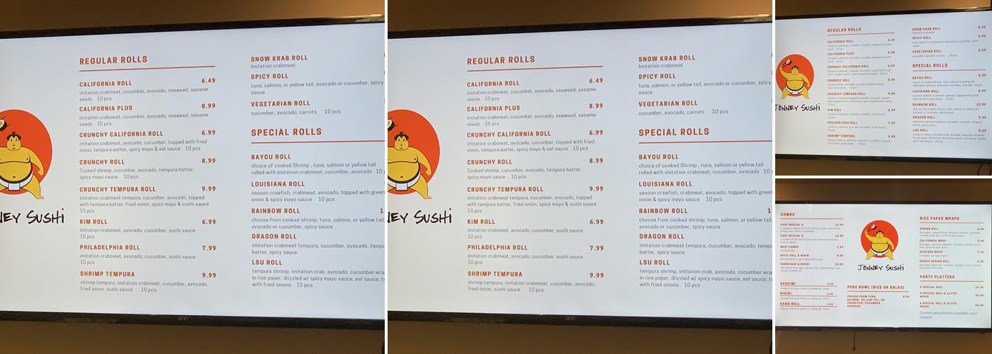 Jonney sushi Menu