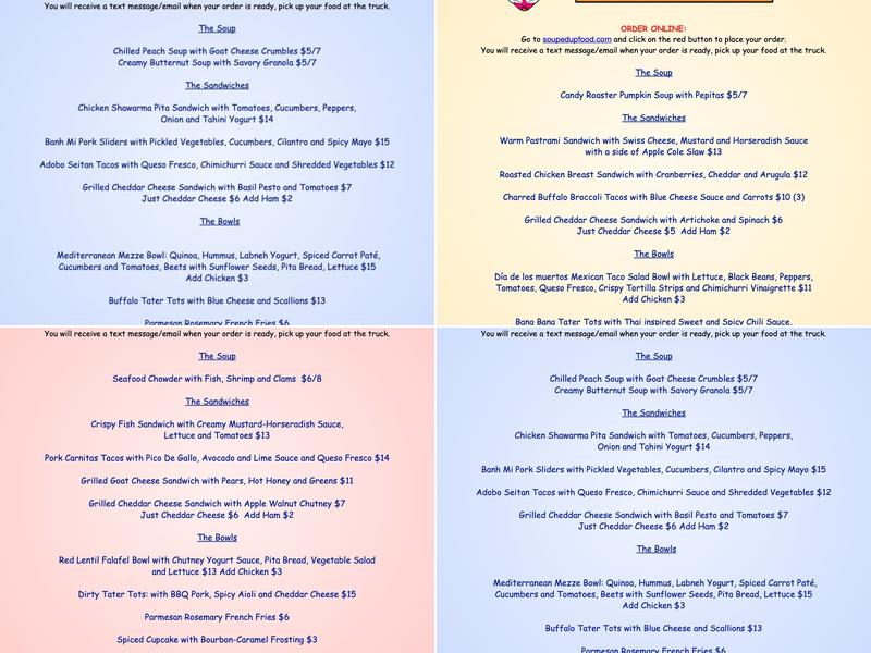 Souped up food truck Menu