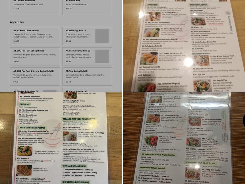 AZ Pho & Grill Menu