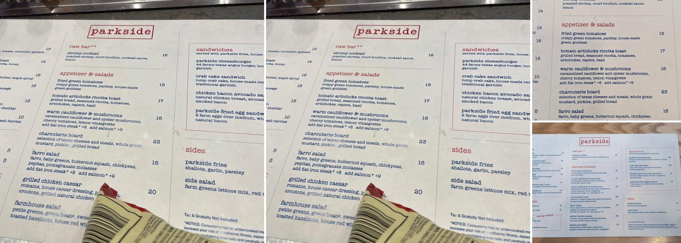 Parkside Menu