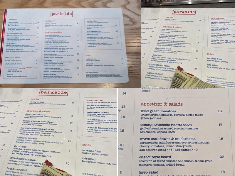 Parkside Menu