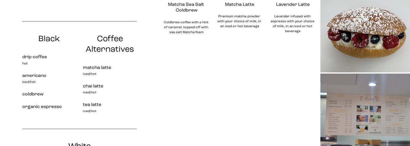 The Loaf Japanese Bakery & Cafe Menu