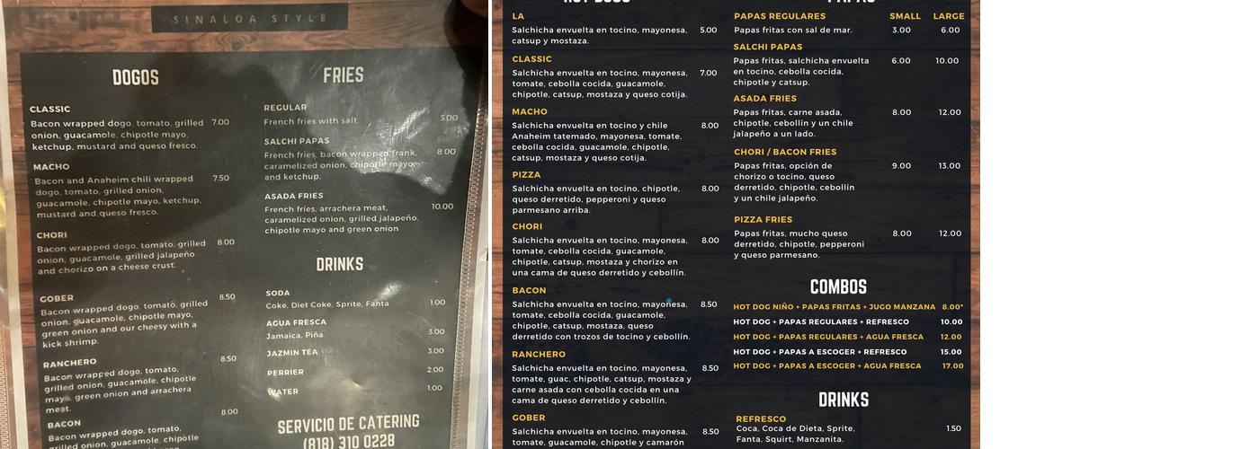 Los Dogos Menu