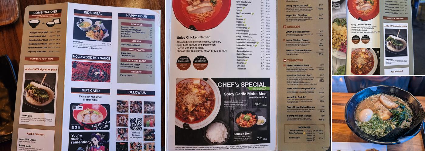 JINYA Ramen Bar - Eastvale Menu