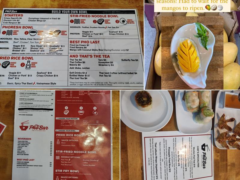 The Pho Bar Menu
