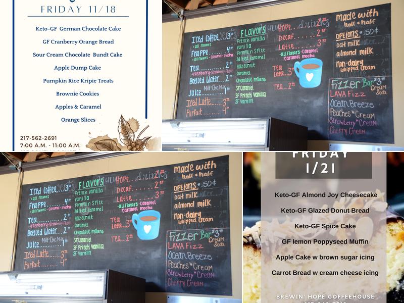Brewin’ Hope Coffeehouse Menu