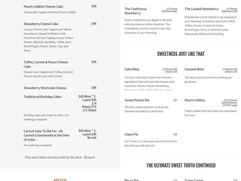 Cies Treats Menu