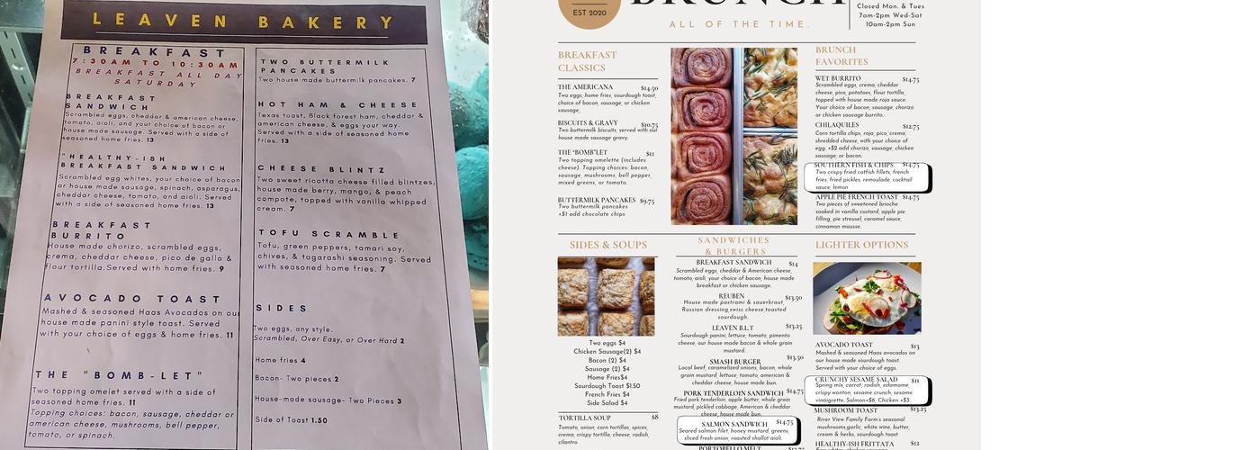 Leaven Bakery Menu